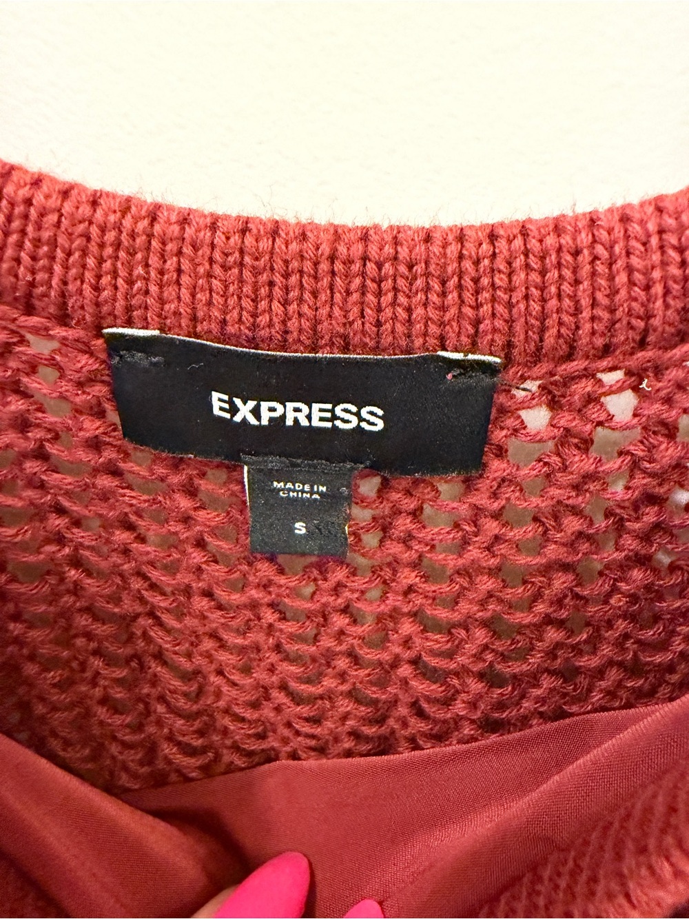 Express Crochet Ruffle Crop Top in Rust - Picture 6 of 7